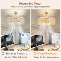 Ventilateurs de plafond LED modernes en fer de 18/23,6 pouces avec télécommande, lampe lustre pour la maison, salle à manger, chambre à coucher