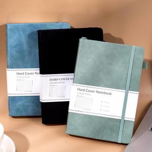 A5 Black Blue Leather <b>Journal</b> Supplements for Men/Women Thick Lined Pages Thermal Binding PU Cover for School <b>Journal</b> - Product Image 2