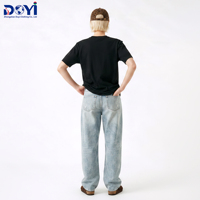 T-shirt à manches courtes pour homme H Liber Horizon, imprimé texte chinois photochromique, noir pluie, 100% coton, col rond, streetwear, coupe oversize