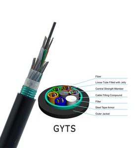 สายเคเบิลใยแก้วนำแสงหุ้มเกราะ GYTS GYTA แบบ 2-288 คอร์ G652D โหมดเดี่ยว สำหรับภายนอกอาคาร หุ้มด้วยเหล็กและเทปเหล็ก หุ้มด้วย PE สำหรับฝังดินโดยตรง หรือวางบนอากาศ  รับผลิตแบบ OEM ODM - Product Image 3