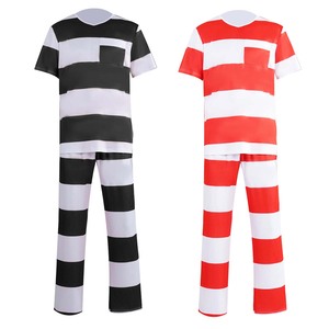 Disfraz de Prisionero para Halloween, Disfraz de Recluso Adulto, Uniforme a Rayas de Recluso, CARR-005 - Product Image 1