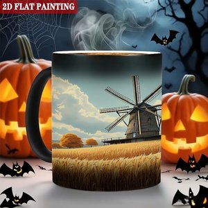 Frosted Black 11oz <b>Ceramic</b> Magic Mug Heat Sensitive Color Changing <b>Cup</b> For Outdoor Hiking Drinking - Product Image 6