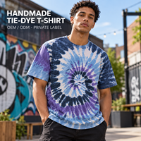 T-shirt en coton épais délavé style vintage avec effet tie-dye, coupe oversize, fabrication OEM, production en gros sous marque privée