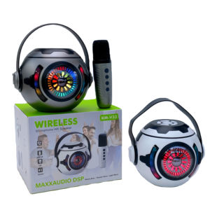 Nouveau 2024 KM-<span class=keywords><strong>V33</strong></span> Mecha Wind Karaoké Mini Audio Portable Extérieur Microphone sans fil Bluetooth Haut-parleur DJ Lecteur Rechargeable - Product Image 1