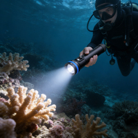 Lampe torche LED rechargeable Xtar D26 2500 lumens, version longue, étanche IPX8, pour la plongée profonde, la pêche sous-marine et la chasse