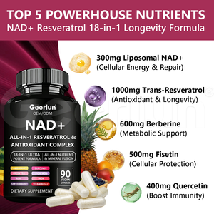 Cápsulas Antioxidantes OEM con Resveratrol y Quercetina, Suplemento para Apoyo Energético Celular, Cápsulas NAD+ - Product Image 3