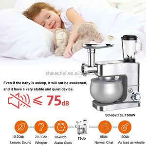 SOHEF 3合1 5L 1300W 立式搅拌机带绞肉机搅拌器附件多合一厨房机器用于搅拌研磨混合 - Product Image 3