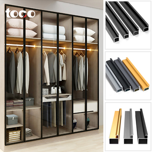 Quincaillerie d'armoire <span class=keywords><strong>coulissante</strong></span> à cadre en aluminium anodisé personnalisé <span class=keywords><strong>de</strong></span> 20mm avec profilé pour <span class=keywords><strong>porte</strong></span> en verre Profilés en aluminium - Product Image 4