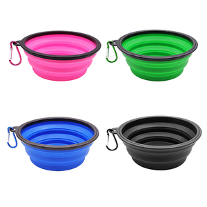 QX OEM/ODM Vente en gros Bols de voyage étanches pour chats, pliables en silicone, portables pour l'extérieur, avec logo personnalisé, colorés, pour animaux de compagnie - Product Image 1