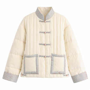 Abrigo informal holgado y versátil para mujer, estilo chino, con cuello alto francés, nueva moda de otoño, chaqueta de plumón estilo universitario, venta al por mayor - Product Image 2