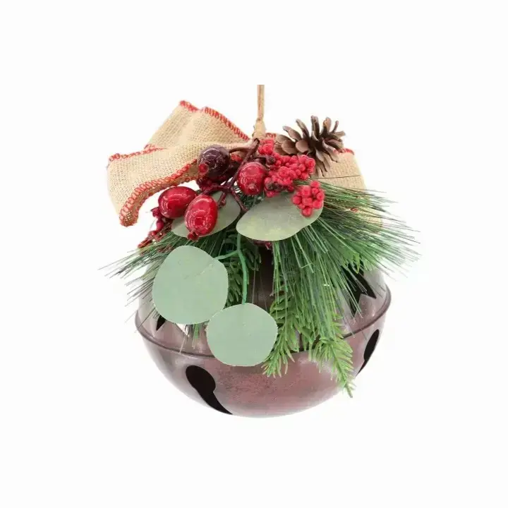 Mais popular Campainha de Natal suspensa de metal rústico, ornamento artificial para decoração de festas, árvore de natal, tamanho personalizado, novo design