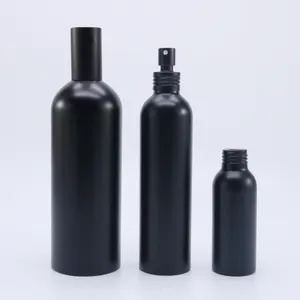 30ml 50ml 100ml 120ml 150ml 250mlカスタマイズされた化粧品空マットブラックアルミニウムスプレーボトル、ブラックスプレー付き