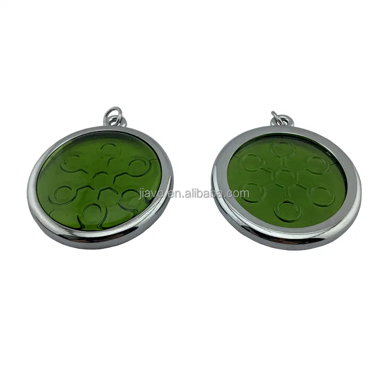 glass necklace pendant with stainless steel protection ring