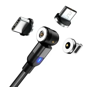 Cable magnético de rotación de 540 grados, cargador Micro USB tipo C para iphone, Samsung, Xiaomi, Cable de teléfono de carga rápida