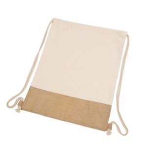 Sac à dos à cordon personnalisé en toile simple, sac à cordon en coton durable avec fermeture à cordon - Product Image 2