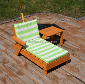 Sillón de madera para niños con sombrilla a juego, tumbona infantil para patio, silla individual y mesa auxiliar - Product Image 3