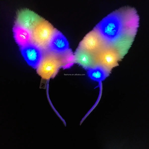 Bandeau lumineux à LED pour oreilles de lapin et de chat Bandeau lumineux pour anniversaire, mariage, fête de Pâques et carnaval - Product Image 1