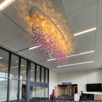 Lustre ovale suspendu en verre coloré de style feuilles, fabriqué par le fabricant principal de Zhongshan, pour club, bar à vin, hôtel