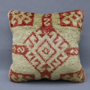 Funda de Cojín Cuadrada Estilo Bohemio con Patrón Geométrico Abstracto Bordado a Mano, Funda de Almohada Decorativa de Lana Acrílica - Product Image 1