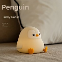 Veilleuse LED moderne en forme de pingouin, contrôle tactile, alimentation USB, intensité réglable, lumière blanc chaud, pour le sommeil des bébés, utilisation à la maison, chambre à coucher, en silicone
