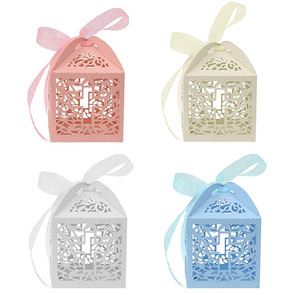 Boîte à bonbons de mariage en gravure laser créative, design creux en forme de croix, décorations de fête de mariage, boîte à bonbons pour la <span class=keywords><strong>communion</strong></span> - Product Image 2