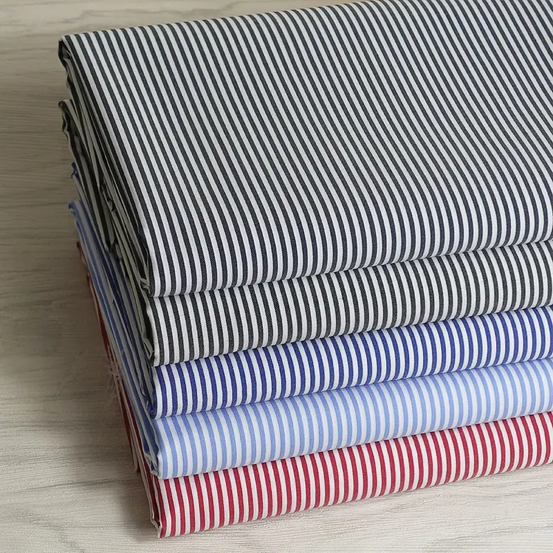 Factory Direct Sale Fine Striped Fabric 230Gsm CVC 80% Cotton 20% Polyester Yarn Dyed Knitted C Fabric for Shirting Fabric