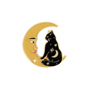 Badge de revers animal mignon personnalisé en métal, chat de sorcière, <span class=keywords><strong>demi</strong></span>-<span class=keywords><strong>lune</strong></span>, épingle en émail pour vêtements - Product Image 4