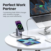 UGREEN Station de Recharge Sans Fil Magnétique GaN 100W 4 en 1, Support Chargeur USB C à Charge Rapide pour iPhone