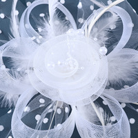 Hiasan Kepala Bulu Vintage Pengantin 2026, Tulle Fascinator untuk Pesta Halloween, Natal, Balapan, dan Pesta Dansa