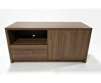 Meuble TV minimaliste américain en bois massif, buffet d'entrée avec compartiment ouvert, tiroir et porte de rangement