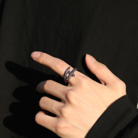 UWIN Bague Épée de la Justice Hip Hop, Nouvelle Bague Designer Noire et Violette avec Zircon Cubique pour Femme et Homme, Bijoux de Rappeur