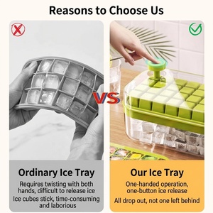 Moule à glaçons DIY à démoulage facile, <span class=keywords><strong>bac</strong></span> à glaçons carrés 28/56 pièces avec couvercle, boîte de rangement pour glaçons et pelle pour rafraîchir les boissons et le whisky - Product Image 2