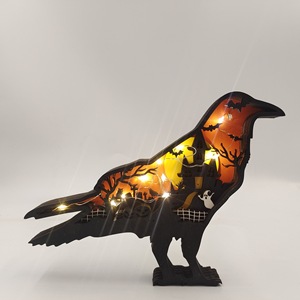 Décoration d'Halloween artisanale <span class=keywords><strong>en</strong></span> <span class=keywords><strong>bois</strong></span> sculpté : Citrouille, Araignée, Animaux – Art mural et d'appoint pour la maison - Product Image 6