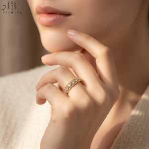 แหวนเพชรแท้ทองคำแท้ 18K ดีไซน์สองสี งานแฮนด์เมด สไตล์วินเทจ สำหรับผู้หญิง รุ่นใหม่ล่าสุด - Product Image 6