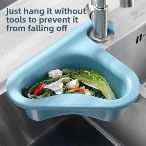 Drain Basket Household Punch-free Kitchen Vegetable Washing Multi-functional Pool Triangular Plastic Water Filter Rack - Product Image 3