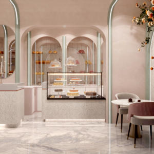 Design d'Interni per Pasticceria, Vetrina Espositiva in Vetro Personalizzata per Dessert, Decorazione su Misura per Negozio di Dolci - Product Image 6