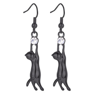 Orecchini pendenti a forma di gatto per donne e ragazze, gioielli alla moda per tutti i giorni - Product Image 5