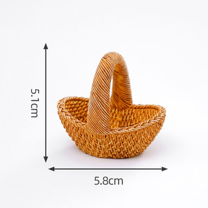 ตะกร้าหวายไม้ไผ่จำลองสุดสร้างสรรค์อุปกรณ์ตกแต่งแบบทำมือสำหรับถ่ายภาพขนาดเล็กที่เก็บภูมิทัศน์ทรงสี่เหลี่ยมผืนผ้าขนาดเล็ก - Product Image 6