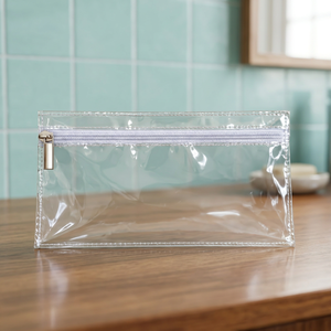 Transparent PVC Cosmetic Pouch Waterproof PVC Cosmetic Organizer Medium Size <b>Makeup</b> Travel Pouch Custom Print and Size - Product Image 4