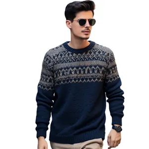 Japanese Crewneck Sweater Men 2024 Autumn/Winter Vintage Solid Color Casual Pullover Sweater Men