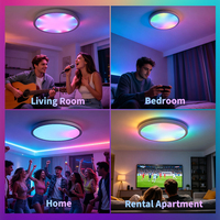 Plafonnier LED RGB ABS blanc ultra-mince moderne, contrôle intelligent par application, changement de couleur, intensité variable, montage encastré, chambre à coucher, salon