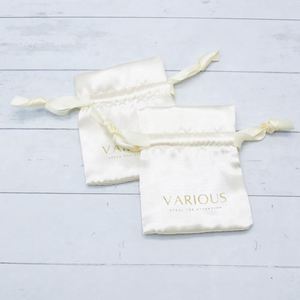 Custom logo Printed Gold Satin Drawstring Pouch Personalise Luxury Jewelry Gift Bag Present Bags - Product Image 3