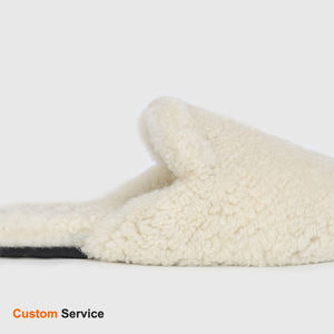 Pantofole Invernali Personalizzate <span class=keywords><strong>da</strong></span> <span class=keywords><strong>Donna</strong></span> con Punta Chiusa, Mocassini Piatti, <span class=keywords><strong>Ciabatte</strong></span> Pelose in Lana di Pecora e Pelliccia, Produzione di Fabbrica - Product Image 3