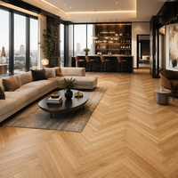 Parquet stratifié en chêne naturel à chevrons 8mm-12mm AC4 Résistant à l'usure Haute brillance pour penthouse de luxe, hôtel moderne, extérieur