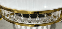 Cadre rond de luxe en acier inoxydable avec dessus en verre centres de table de mariage table à gâteau décorative pour meubles de salle à manger et de bar