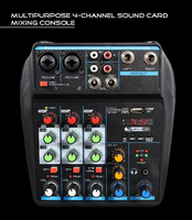 Table de mixage audio DJ professionnelle mini 4 canaux noire légère, portable, nouveau style, fourniture d'usine pour la musique et l'éclairage vidéo