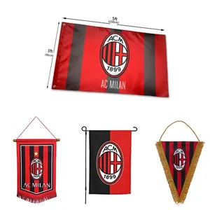Оптовая продажа, итальянский флаг перманта Thgjhya ac, Миланский флаг, 3x5 футов, внутренний и наружный декоративный баннер из полиэстера, двусторонний итальянский флаг AC, Миланский флаг