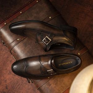 A.N.M.bullock Designer 2025 Men's All-Season Genuine Leather <b>Pointed</b> Lace-up Patchwork Dress Shoes High-End <b>Light</b> Luxury - Product Image 1