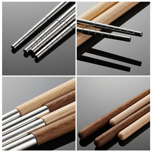 Cocina <span class=keywords><strong>Restaurante</strong></span> 304 Acero inoxidable Palillos largos de cocina Mango de madera Olla caliente Freír Fideos Utensilios - Product Image 4