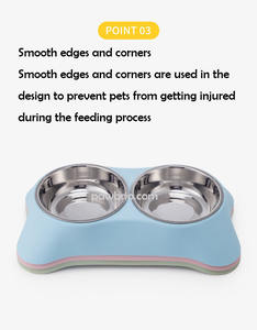 Set mangkuk hewan peliharaan, tugas berat baja tahan karat ganda ramah lingkungan piring air makanan hewan peliharaan tidak tumpah mangkuk anjing kucing - Product Image 6